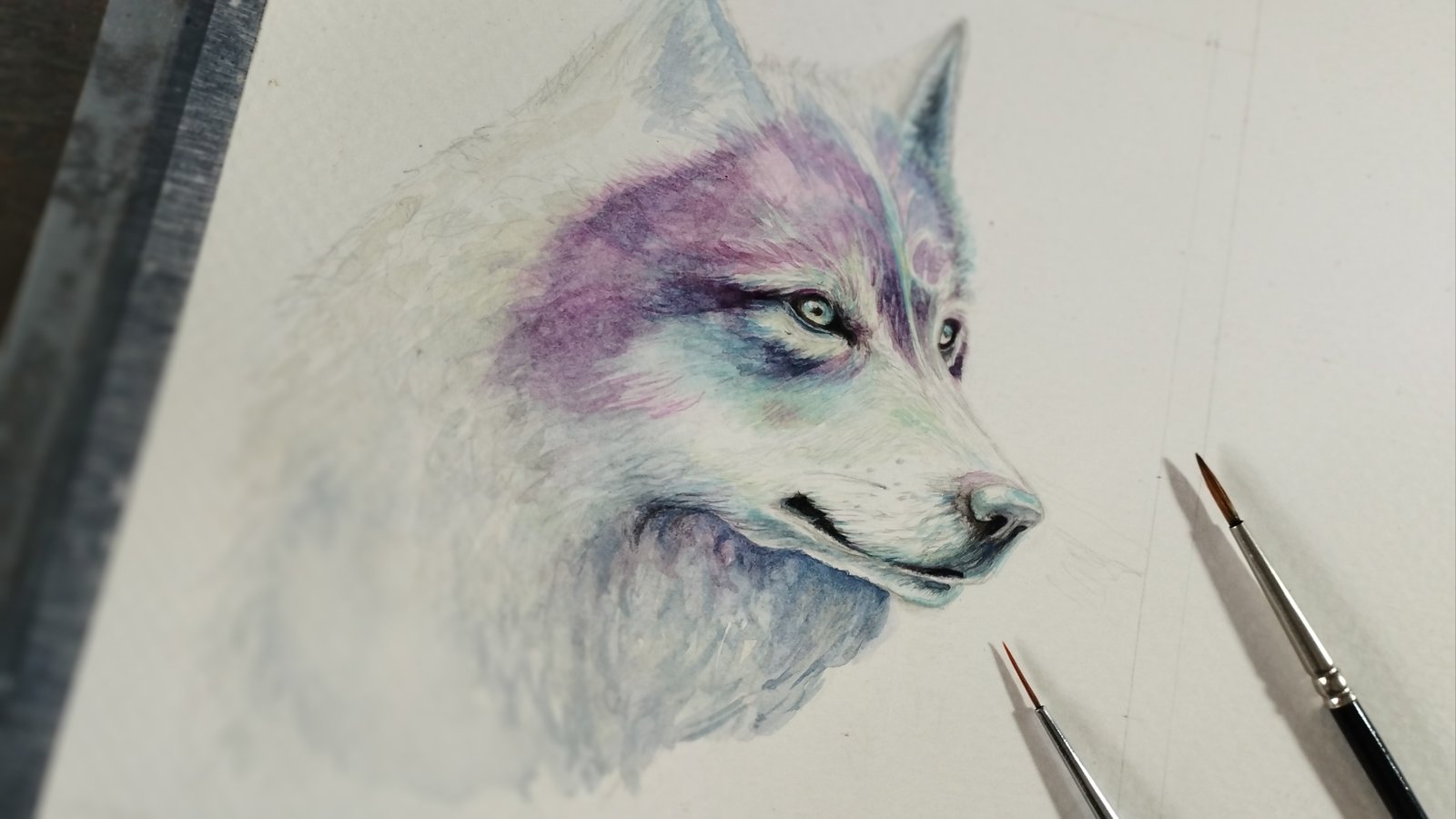 Hyperrealistic concept-art by MAURYARTE — Hyperrealistic concept-art by MAURYARTE — brushstroke texture exploration for lobo-acuarela